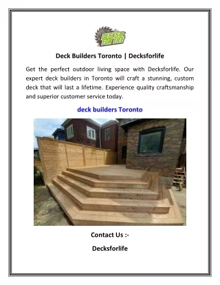 Deck Builders Toronto    Decksforlife