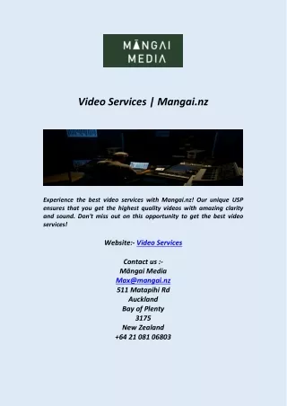 Video Services  Mangai nz