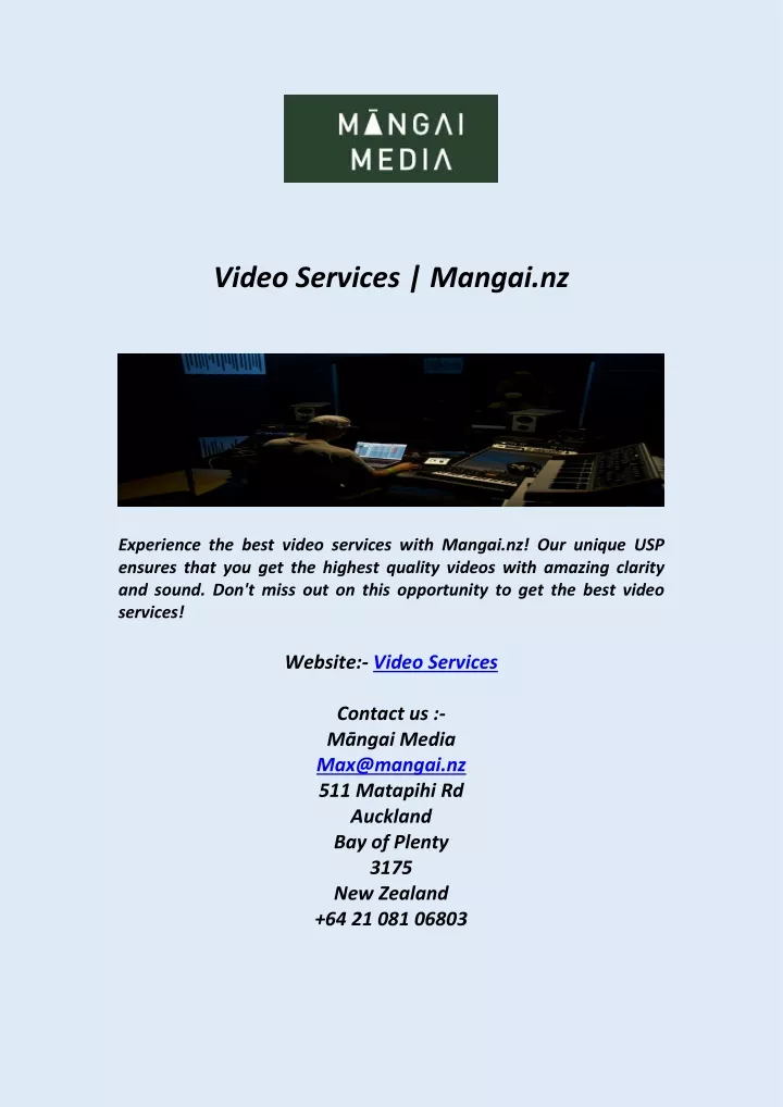 video services mangai nz