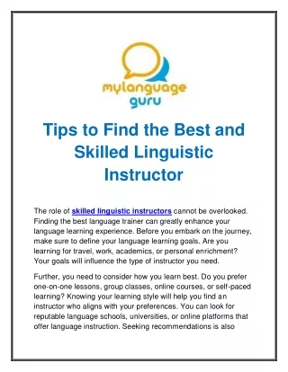 tips to find the best and skilled linguistic
