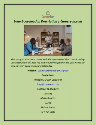 Loan Boarding Job Description  Careereon