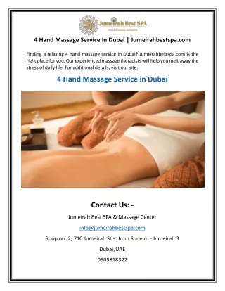 4 Hand Massage Service In Dubai