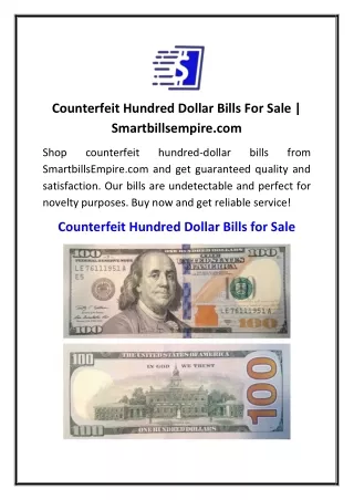 Counterfeit Hundred Dollar Bills For Sale  Smartbillsempire.com