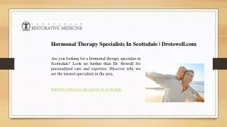 Hormonal Therapy Specialists In Scottsdale  Drstowell