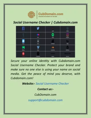 Social Username Checker  Cubdomain