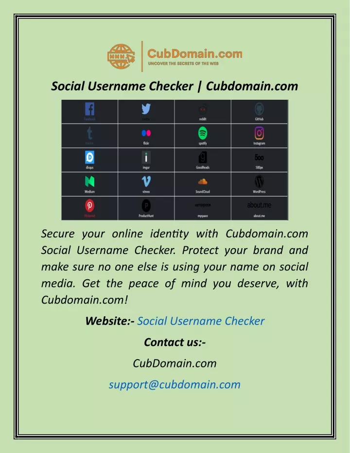 social username checker cubdomain com