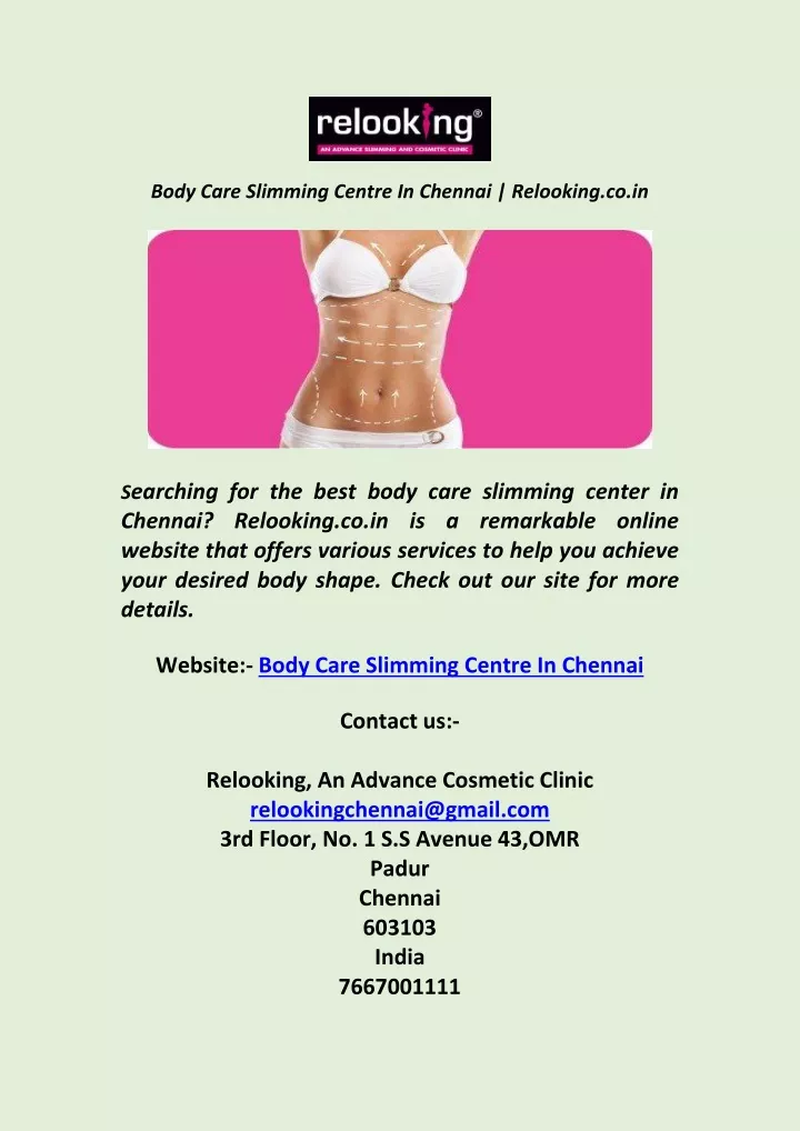 body care slimming centre in chennai relooking