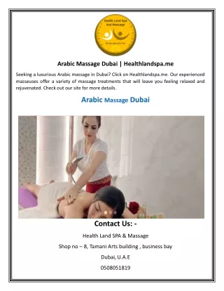 Arabic Massage Dubai