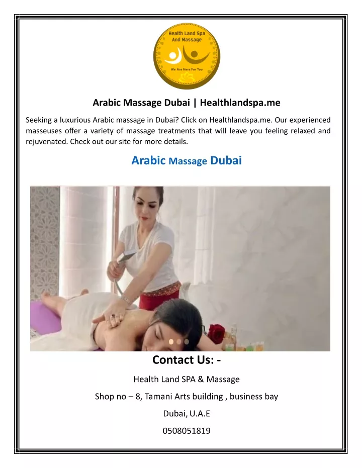 arabic massage dubai healthlandspa me