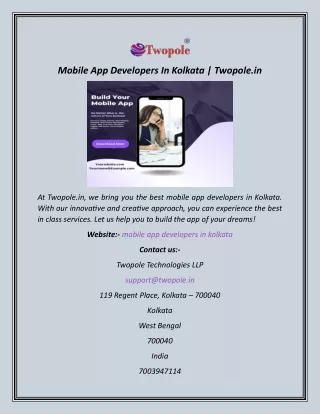 Mobile App Developers In Kolkata  Twopole.in