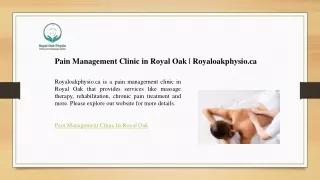 Pain Management Clinic in Royal Oak - Royaloakphysio.ca