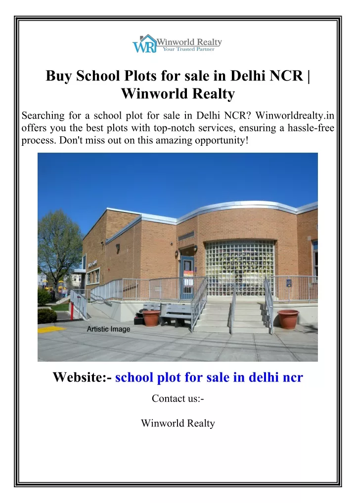 buy school plots for sale in delhi ncr winworld