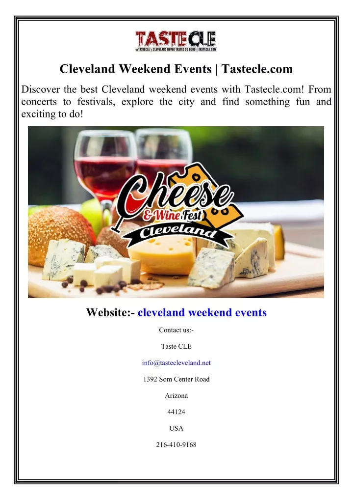 cleveland weekend events tastecle com