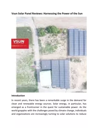Vsun Solar Panel Reviews: Harnessing the Power of the Sun