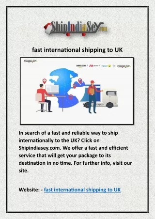 Fast International Shipping To Uk | Shipindiasey.com