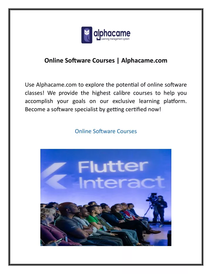online software courses alphacame com