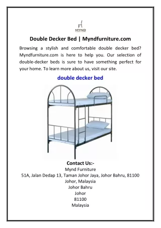 Double Decker Bed  Myndfurniture.com