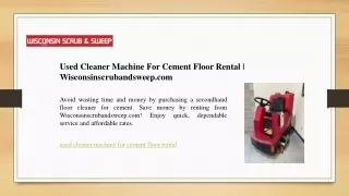 Used Cleaner Machine For Cement Floor Rental  Wisconsinscrubandsweep