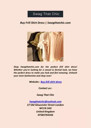 Buy Frill Shirt Dress   Swagthatchic  com