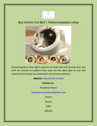 Buy Online Cat Bed  Pawsomepalace.shop
