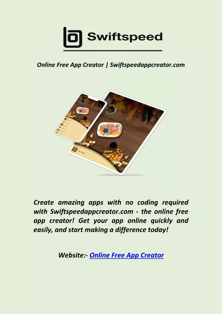 online free app creator swiftspeedappcreator com