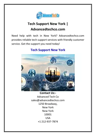 Tech Support New York  Advancedtechco.com