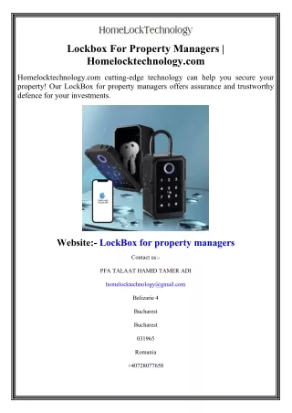 Lockbox For Property Managers  Homelocktechnology.com