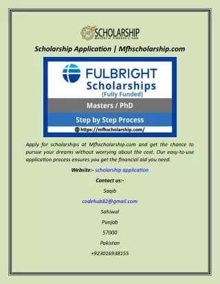 Scholarship Application  Mfhscholarship