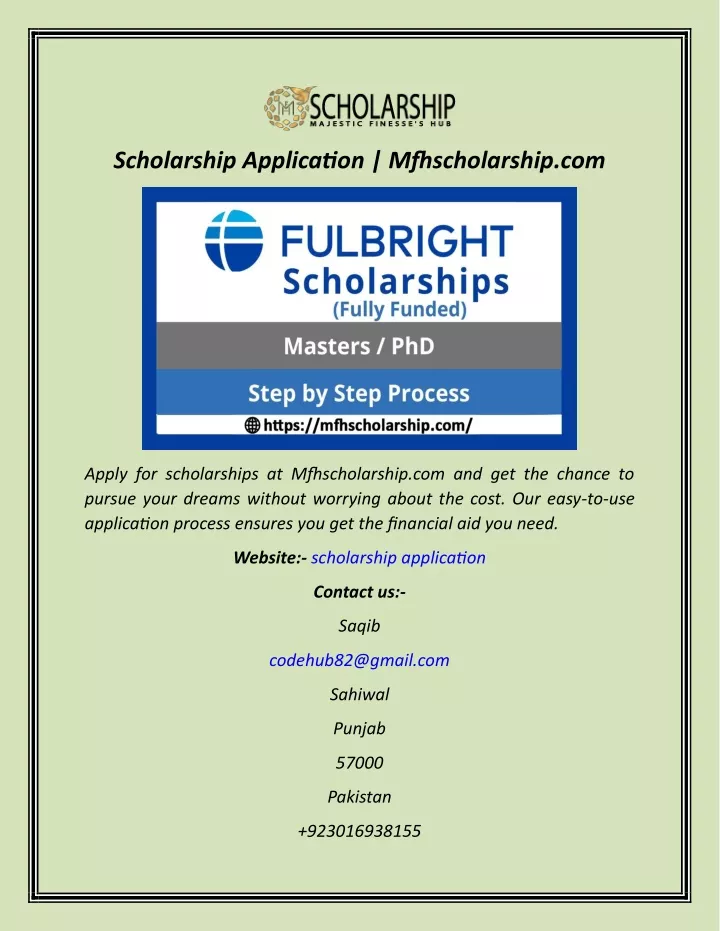 scholarship application mfhscholarship com