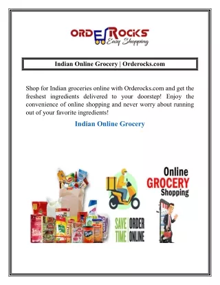 Indian Online Grocery  Orderocks.com