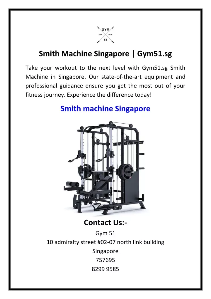 smith machine singapore gym51 sg