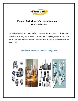 Packers And Movers Services Bangalore  Searchveb com