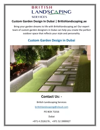 Custom Garden Design In Dubai