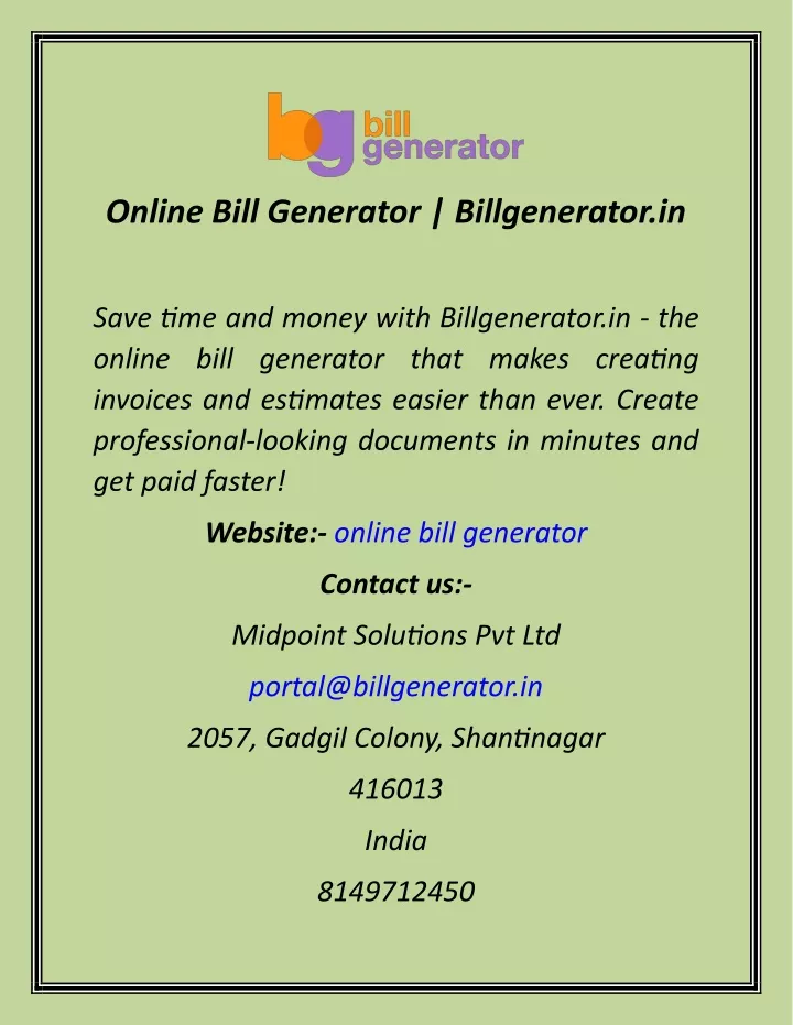 online bill generator billgenerator in