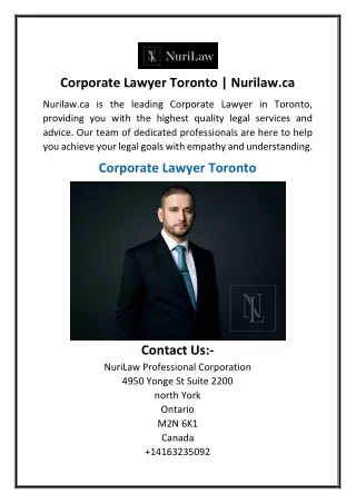 Corporate Lawyer Toronto  Nurilaw.ca
