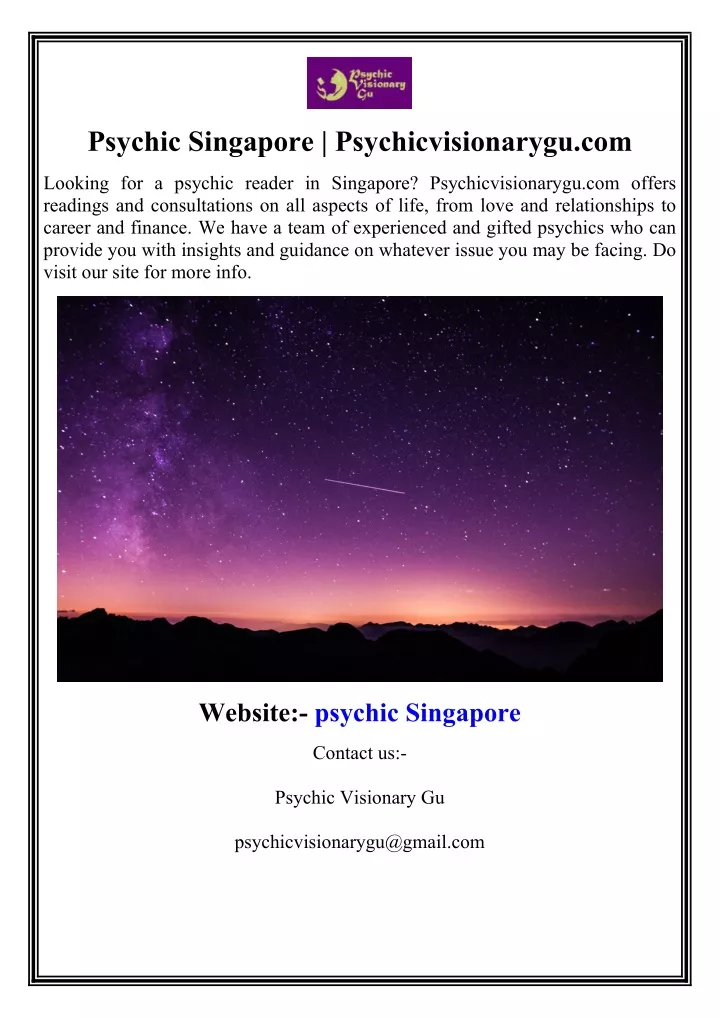 psychic singapore psychicvisionarygu com