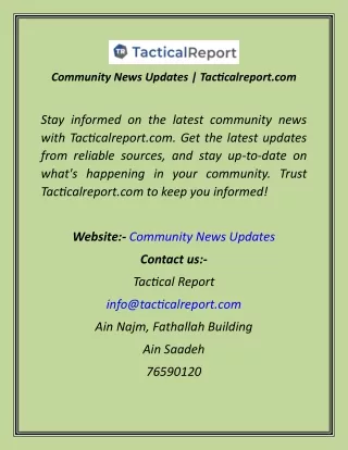 Community News Updates  Tacticalreport