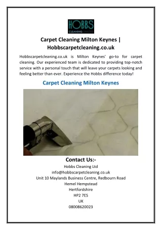 Carpet Cleaning Milton Keynes  Hobbscarpetcleaning.co.uk