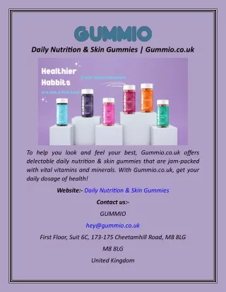 Daily Nutrition & Skin Gummies  Gummio.co.uk