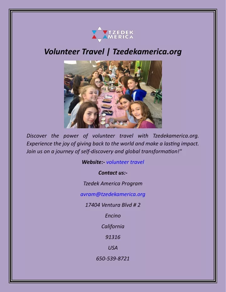 volunteer travel tzedekamerica org