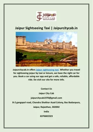 Jaipur sightseeing taxi