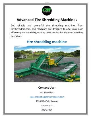 Advanced Tire Shredding Machines