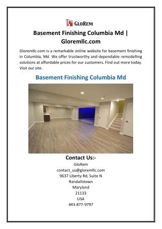 Basement Finishing Columbia Md  Gloremllc.com