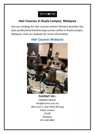 Hair Courses in Kuala Lumpur, Malaysia