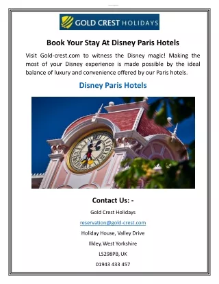 Book Your Stay At Disney Paris Hotels