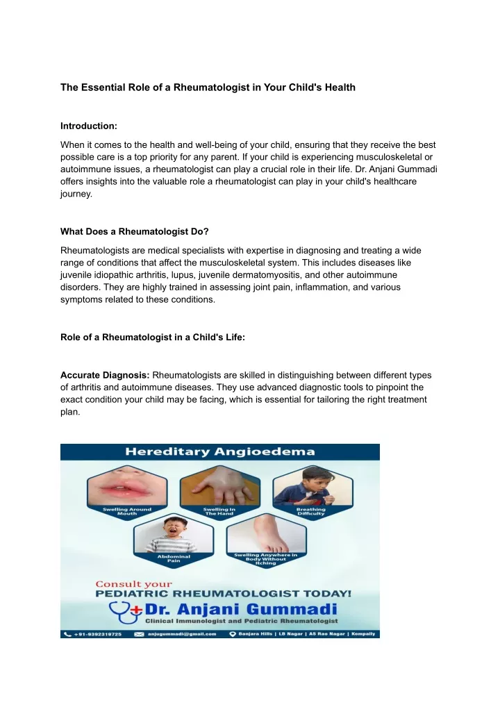 the essential role of a rheumatologist in your