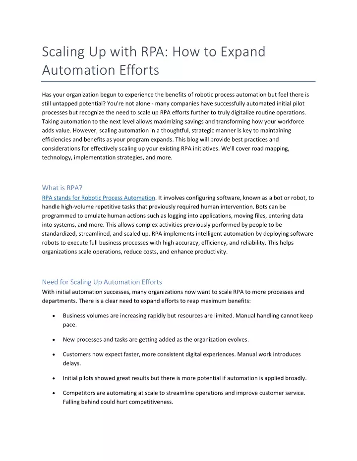 scaling up with rpa how to expand automation