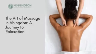 Massage in Abingdon  Kennington Osteopathic Practice