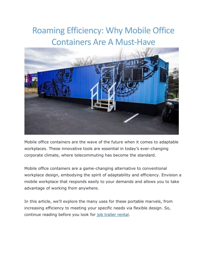 roaming efficiency why mobile office containers