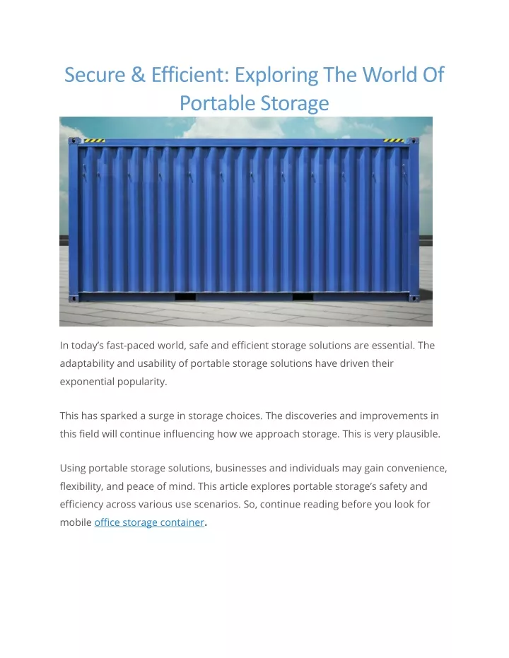 secure efficient exploring the world of portable